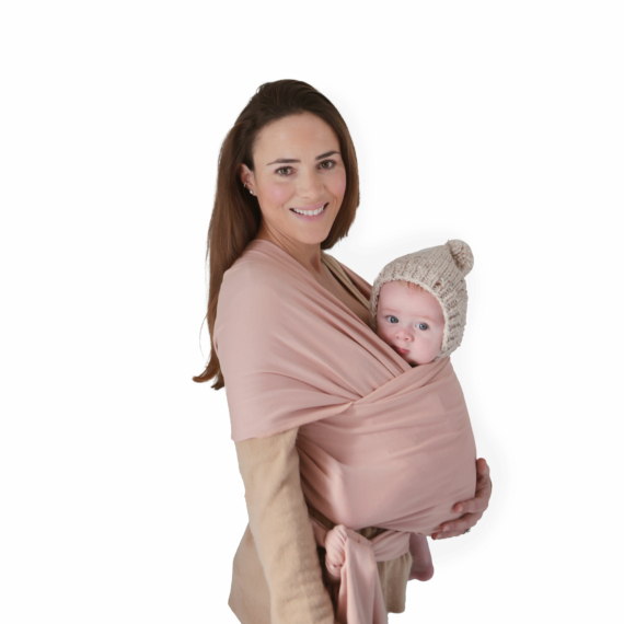 Mushie baba hordozókendő púderrózsaszín színben