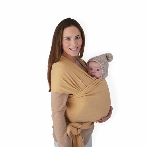Mushie baba hordozókendő mustársárga melange színben