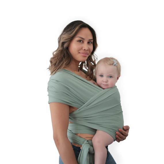 Mushie baba hordozókendő zöld színben