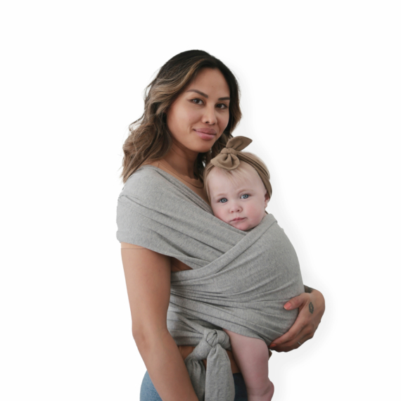 Mushie baba hordozókendő szürke melange színben